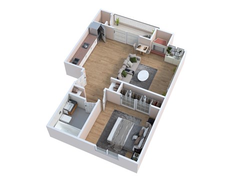 Floor plan for 1 bed, 1 bath, 466 sqft